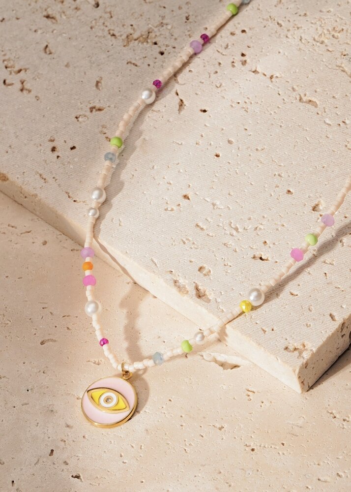 all eyes on you necklace pink