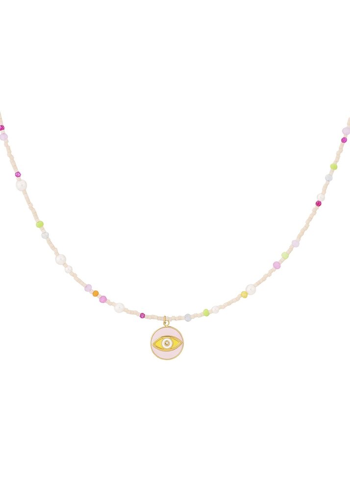 all eyes on you necklace pink