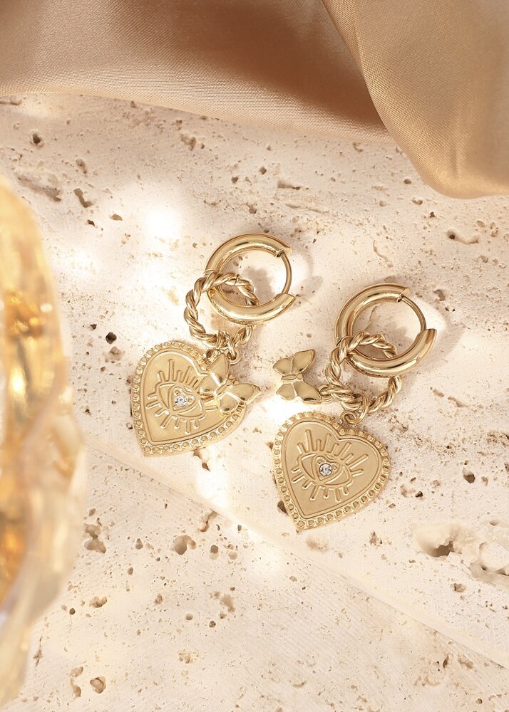 HEART BUTTERFLY EARRINGS GOLD