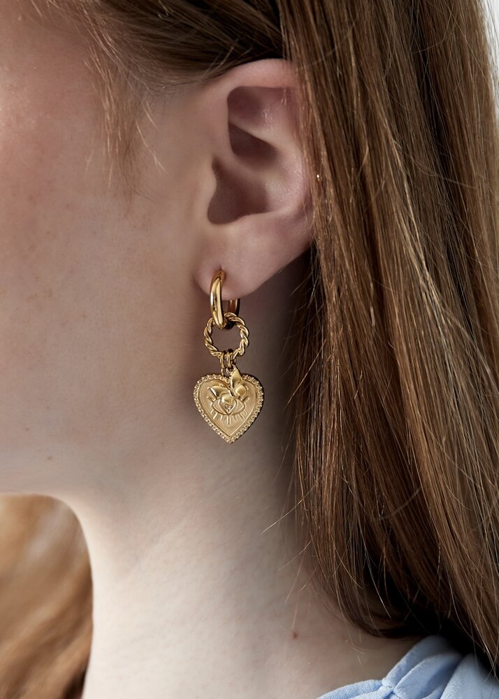 HEART BUTTERFLY EARRINGS GOLD