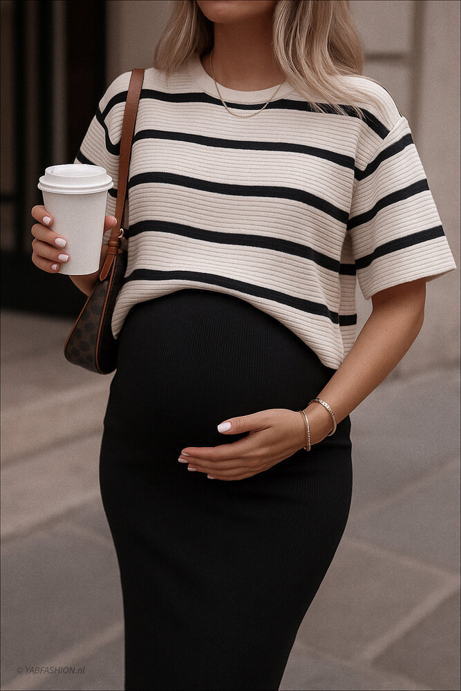 CROPPED STRIPED TOP BEIGE BLACK