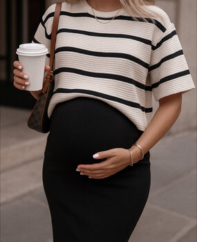cropped striped top ♡ beige & black