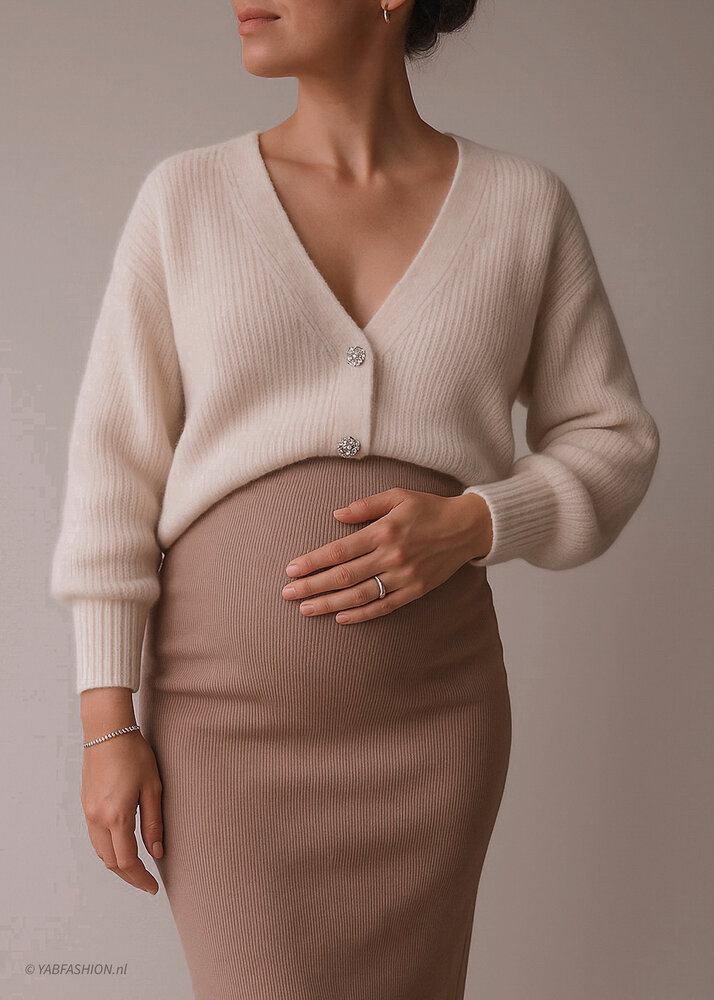 STRASS BUTTON CARDIGAN BEIGE STRASS BUTTON CARDIGAN BEIGE