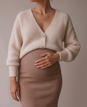 strass button cardigan ♡ beige