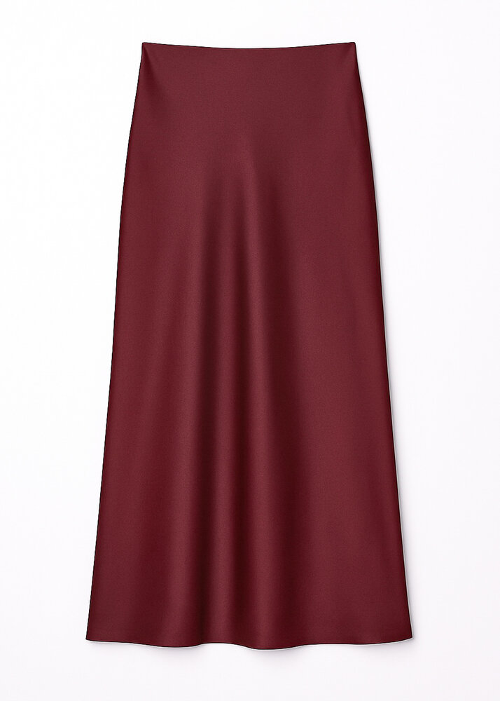 SATIN MAXI SKIRT BORDEAUX