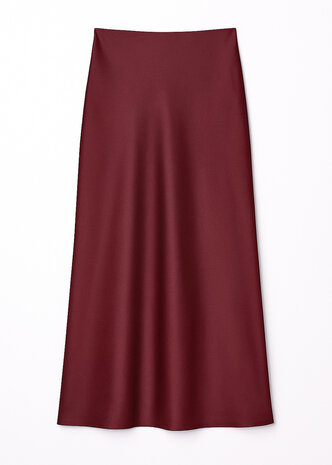 SATIN MAXI SKIRT BORDEAUX
