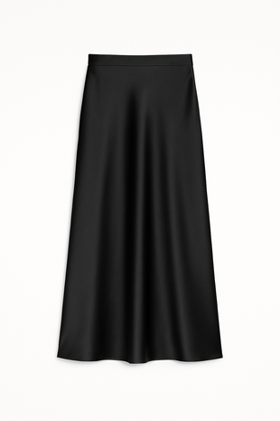 SATIN MIDI SKIRT BLACK