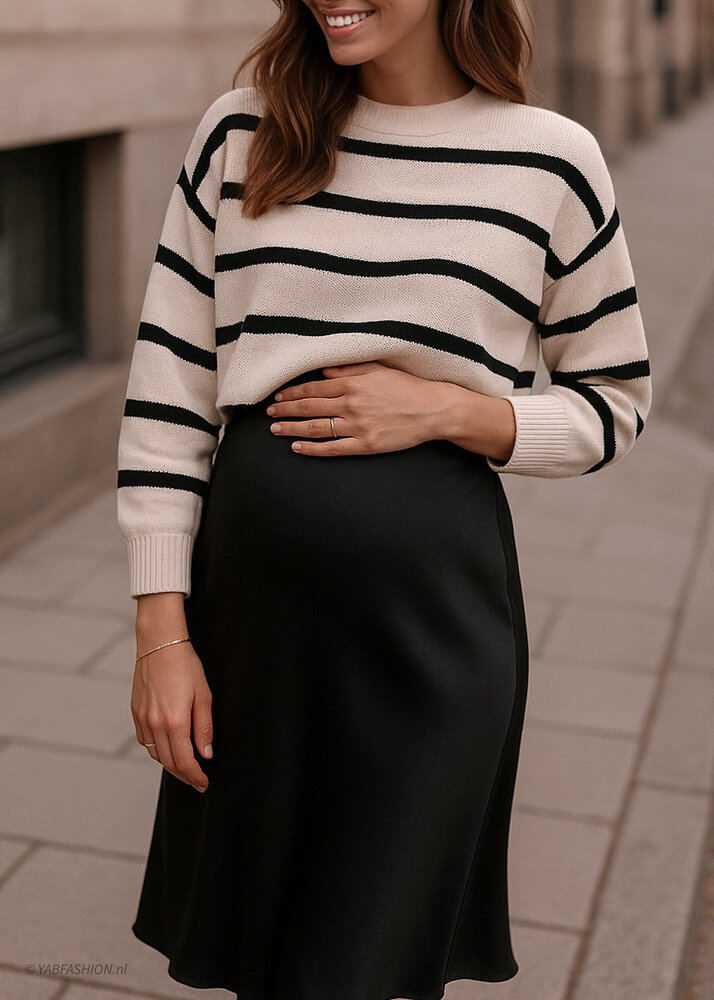 CROPPED SWEATER STRIPED BEIGE BLACK