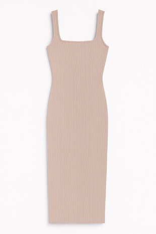BASIC RIBBED STRETCH DRESS BEIGE