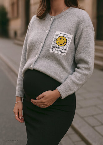 BOUCLE SMILEY CARDIGAN GREY