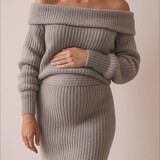sarah knitted maxi 2 piece ♡ light grey