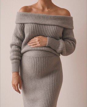 sarah knitted maxi 2 piece ♡ light grey