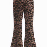 stretch leopard flared pants
