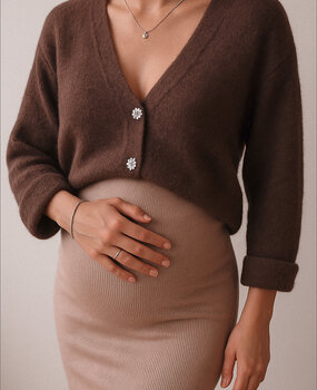 strass button cardigan ♡ brown