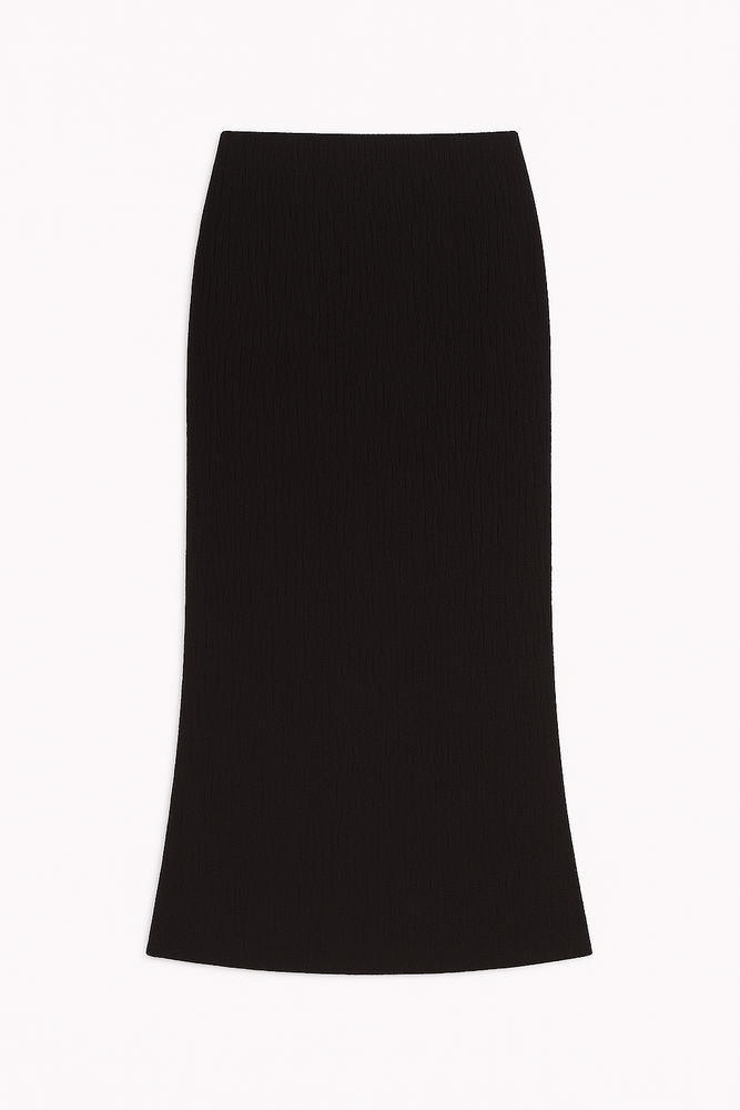 WRINKLE MAXI SKIRT BLACK