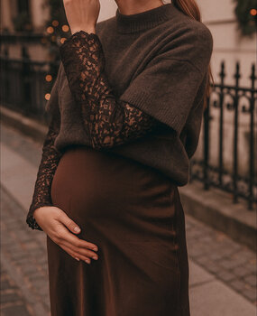 lace sleeve knit ♡ brown