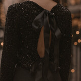 satin bows paillette top ♡ black