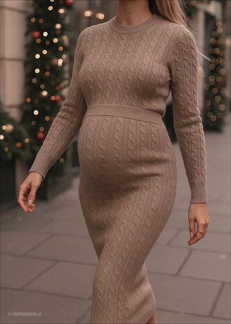 KNITTED CABLE 2 PIECE TAUPE