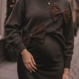 paillette bow knit ♡ brown