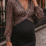 leopard paillette top ♡ taupe