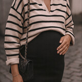 striped polo sweater ♡ beige