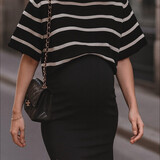 cropped striped top ♡ black & beige