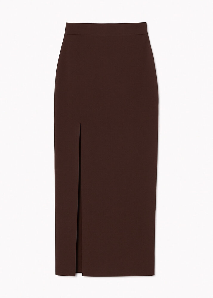MAXI2 SPLIT SKIRT BROWN