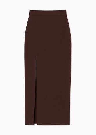 MAXI2 SPLIT SKIRT BROWN
