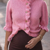 demi ruffle cardigan ♡ pink