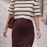 cropped striped top ♡ beige & brown