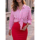 MOUSSELINE STRIPED BLOUSE PINK RED