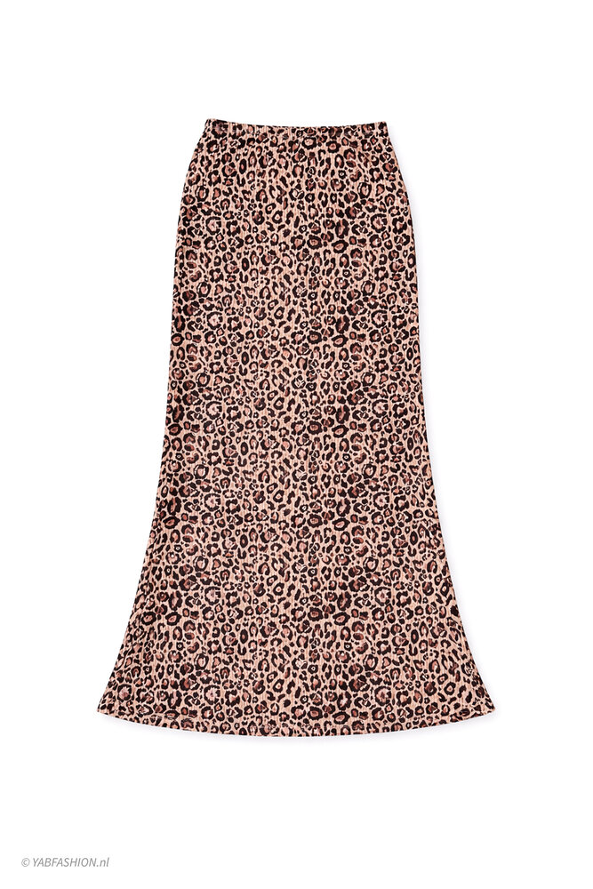 WRINKLE MAXI SKIRT LEOPARD PRINT