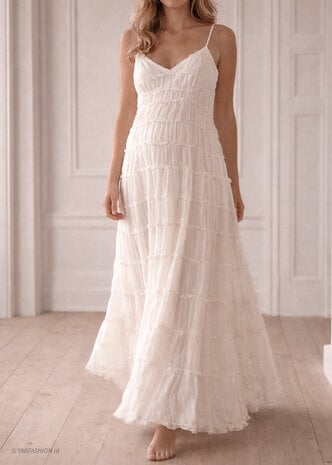 DREAM RUFFLE DRESS BEIGE