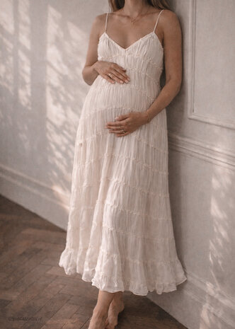 DREAM RUFFLE DRESS BEIGE