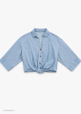 KNOTTED DENIM BLOUSE LIGHT BLUE