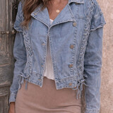 braided denim jacket ♡ light blue