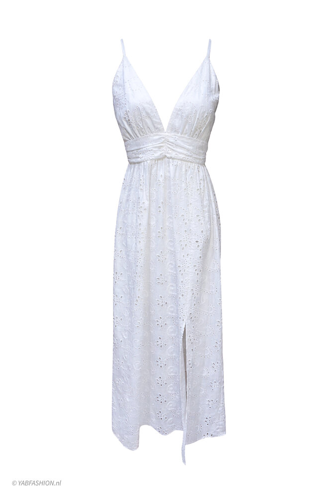 MILOU MAXI BRODERIE DRESS WHITE