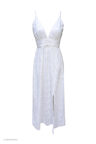 MILOU MAXI BRODERIE DRESS WHITE
