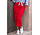 RIBBED LONG PENCIL SKIRT RED