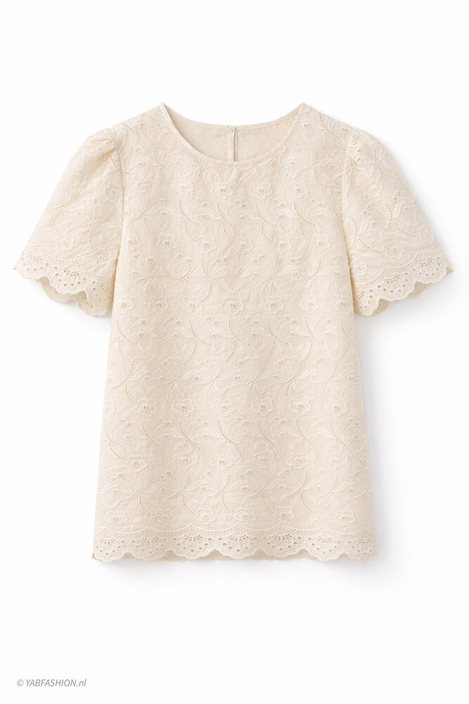 BENTE BRODERIE TEE BEIGE