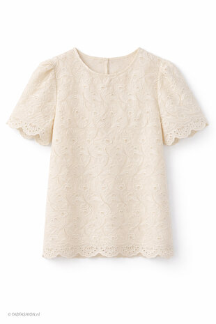 BENTE BRODERIE TEE BEIGE