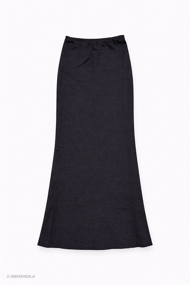 WRINKLE2 MAXI SKIRT BLACK