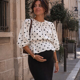 dotted peplum top ♡ black & white