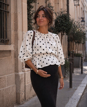dotted peplum top ♡ black & white
