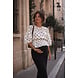 DOTTED PEPLUM TOP BLACK WHITE