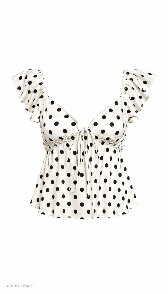 MONICA DOTTED TOP BLACK WHITE