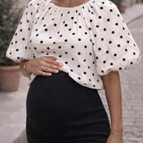 dotted balloon top ♡ black & white