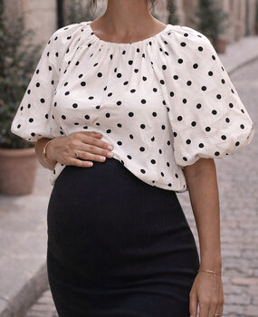 dotted balloon top ♡ black & white