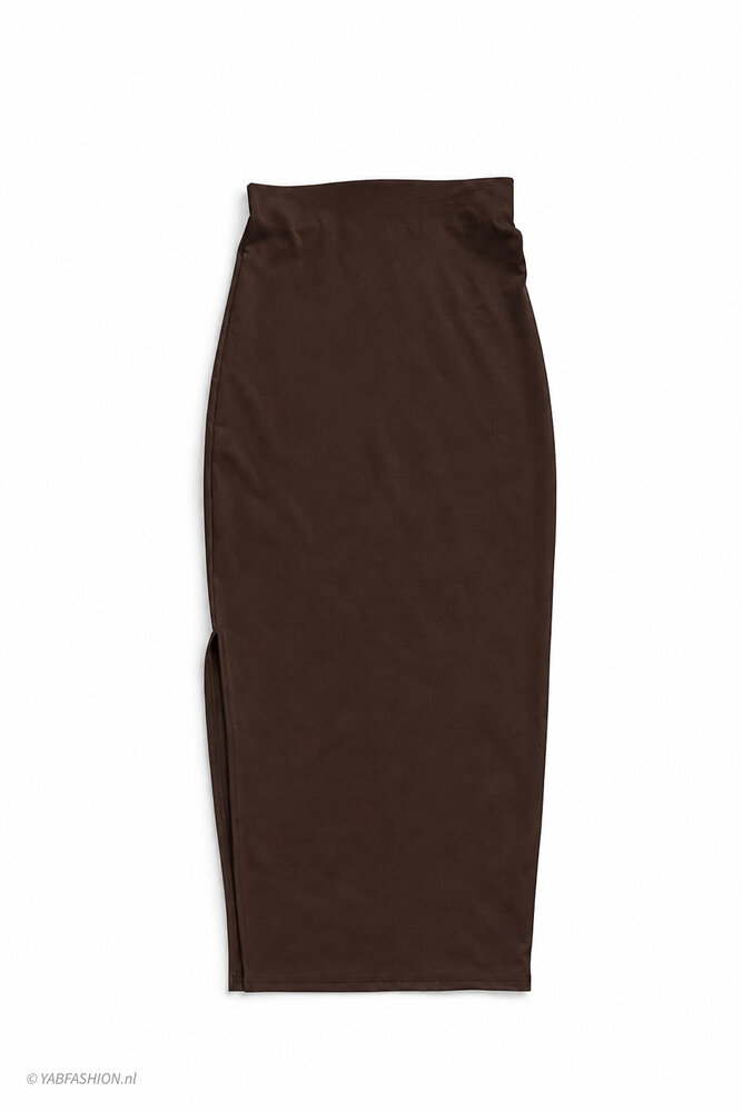 MAXI3 SPLIT SKIRT BROWN