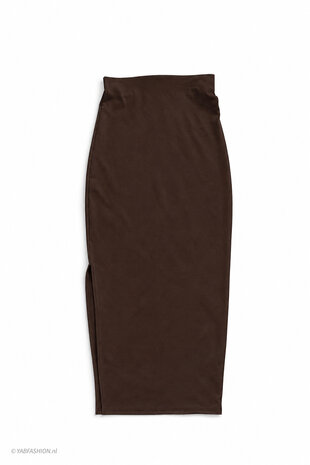 MAXI3 SPLIT SKIRT BROWN